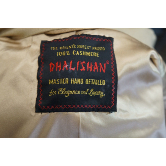 Tan overcoat 100 % Dhalishan Cashmere Over Coat Made USA - Picture 8 of 9